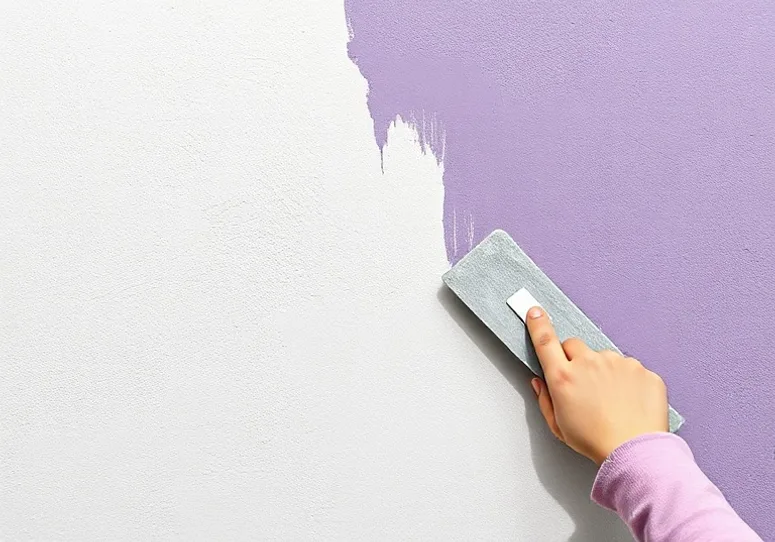 Application d'un enduit décoratif à la lisseuse sur un mur