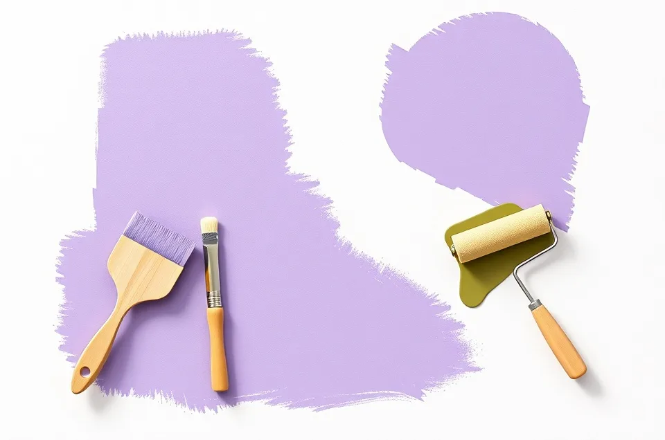 Outils de peinture disposés dans l'ordre des étapes du chantier