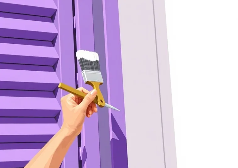 Mise en peinture au pinceau de volets et d'encadrements en bois